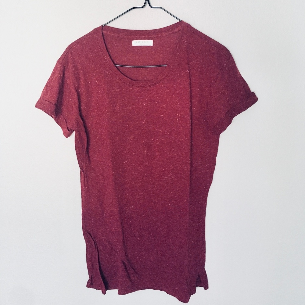 Awake Burgundy Rolled Sleeve T Speckle